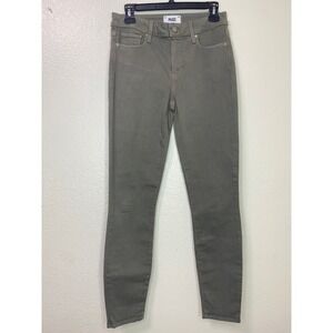 Paige Verdugo Ankle Skinny Jeans Olive Green Mid Rise Size 28 Stretch Pants